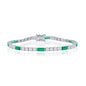 Sterling Silver Round and Emerald-Cut 3mm Tennis Bracelet - Emerald CZ