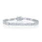 Sterling Silver Oval and Round CZ 4mm Tennis Bracelet