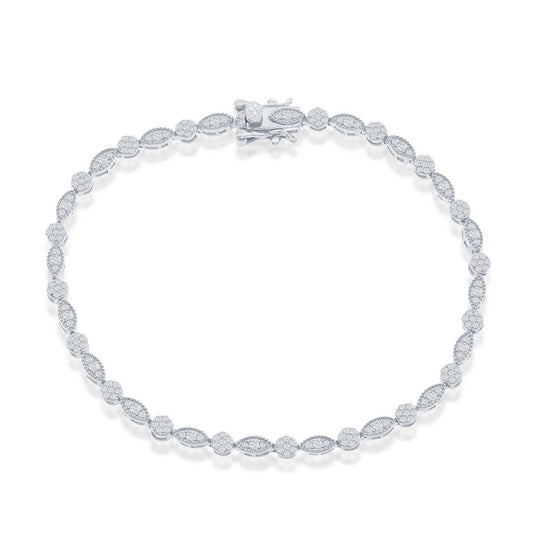 Sterling Silver Round & Marquise CZ Tennis Bracelet