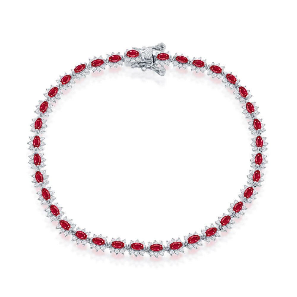 Sterling Silver 5mm Royal CZ Tennis Bracelet - Ruby CZ