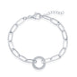 Sterling Silver CZ Circle Paperclip Bracelet