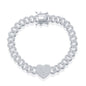 Sterling Silver Micro Pave CZ Monaco Heart Bracelet