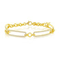 Sterling Silver CZ Paperclip Bracelet - Gold Plated