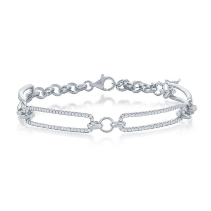 Sterling Silver CZ Paperclip Bracelet