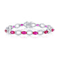 Sterling Silver Marquise & Oval Linked Bracelet - Ruby CZ