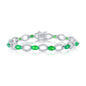 Sterling Silver Marquise & Oval Linked Bracelet - Emerald CZ