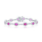 Sterling Silver Baguette Tennis Bracelet - CZ Ruby