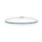 Sterling Silver 3.5mm Round Gem Tennis, Chain Bracelet - Blue Topaz