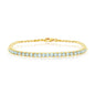 Sterling Silver 3.5mm Round B-T Gem Tennis, Chain Bracelet - Gold Plated