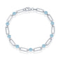 Sterling Silver 4.5mm Round 3.78cttw Gem, Paperclip Bracelet - Blue Topaz