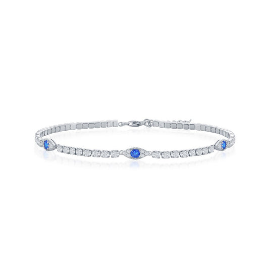 Sterling Silver CZ Evil Eye Tennis Bracelet