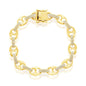 Sterling Silver Micro Pave CZ Marina Link Bracelet - Gold Plated