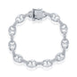 Sterling Silver Micro Pave CZ Marina Link Bracelet