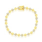 Sterling Silver Alternating Polished & Micro Pave CZ Heart Bracelet - Gold Plated