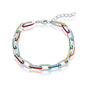 Sterling Silver Multi-Color Enamel Paperclip Bracelet