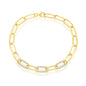 Sterling Silver CZ Paperclip Bracelet - Gold Plated