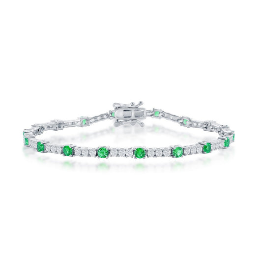 Sterling Silver 3mm CZ Tennis Bracelet - Emerald CZ