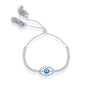 Sterling Silver Evil Eye Bezel-Set Adjustable Bolo Bracelet