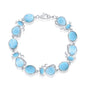 Sterling Silver Alternating Oval & Cat Larimar Bracelet