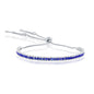 Sterling Silver Tennis Channel-Set CZ Adjustable Bolo Tassel Bracelet - Sapphire CZ