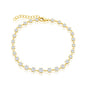 Sterling Silver Graduating Round CZ Bracelet - Gold Plated