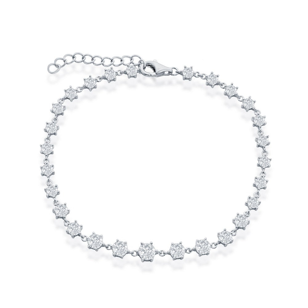 Sterling Silver Graduating Round CZ Bracelet