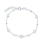 Sterling Silver Bezel-Set CZ & Bead Bracelet - White