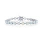 Sterling Silver Alternating Round White Opal & CZ Tennis Bracelet