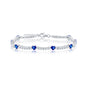 Sterling Silver Heart and CZ Tennis Bracelet - Sapphire CZ