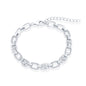 Sterling Silver Alternating Polished & Oval CZ Link Bracelet