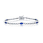 Sterling Silver Beaded Outline Round & Oval CZ Bracelet - Sapphire