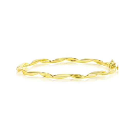 Sterling Silver Twist Design Bangle - Gold Plated