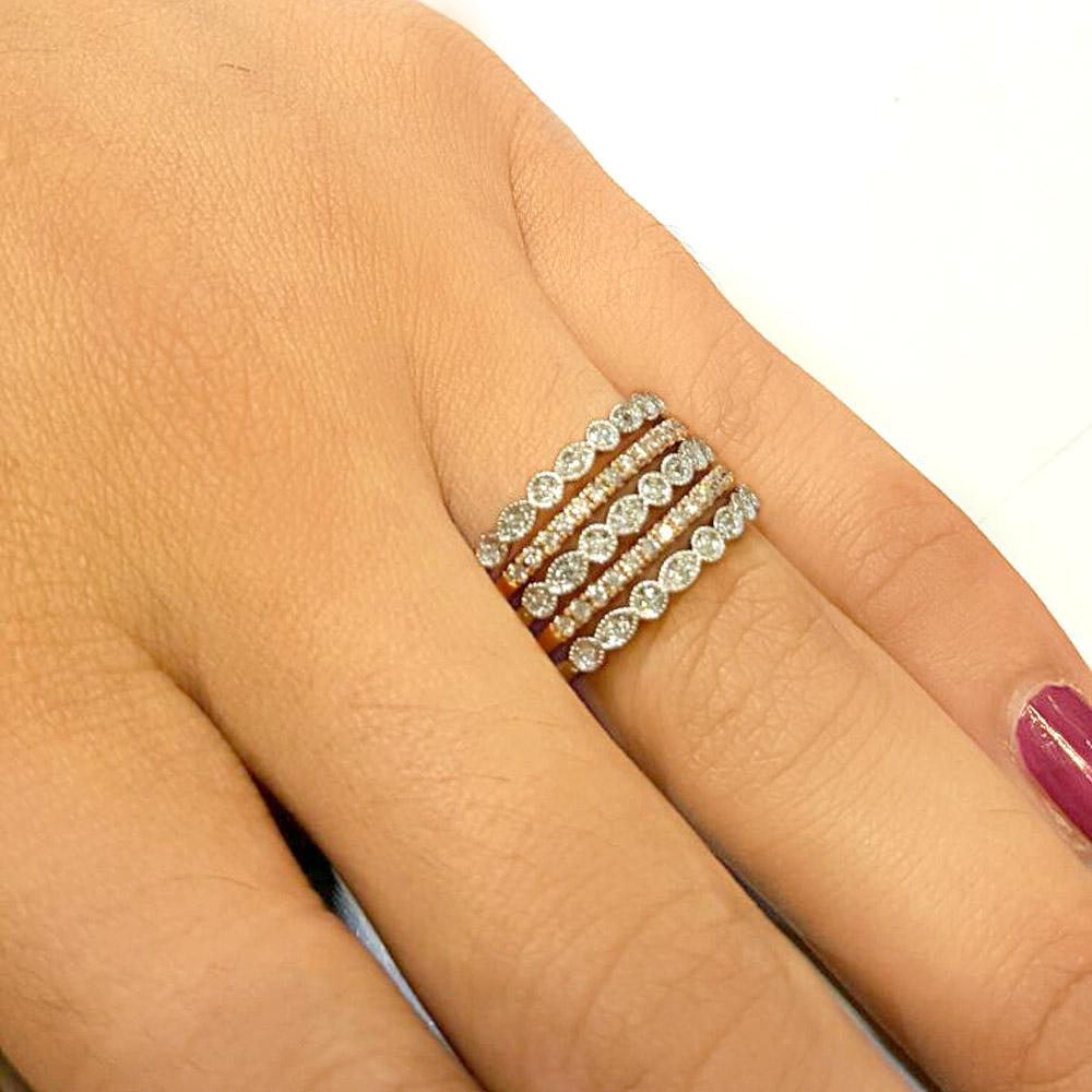 14K White Gold 1/8 Ct.Tw. Diamond Stackable Band