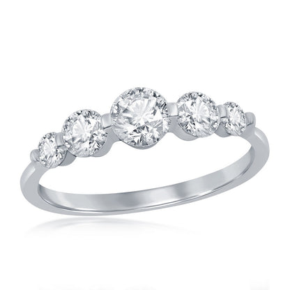 Sterling Silver Graduating Round CZ Ring