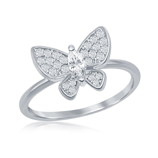 Sterling Silver White CZ Butterfly Ring