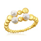 Sterling Silver FWP and Beaded Open Ring - Gold Plated