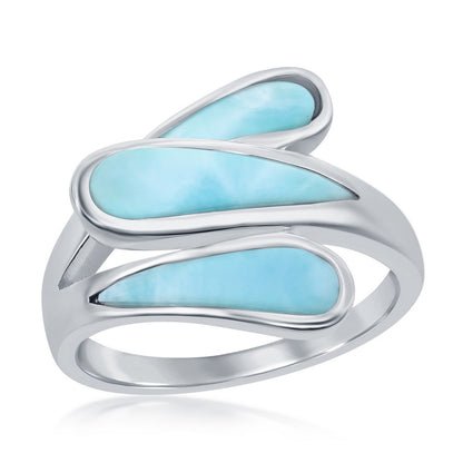 Sterling Silver Triple Bypass Larimar Ring