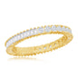 Sterling Silver Half Round and Half Baguette CZ Eternity Band Ring - Gold Plated