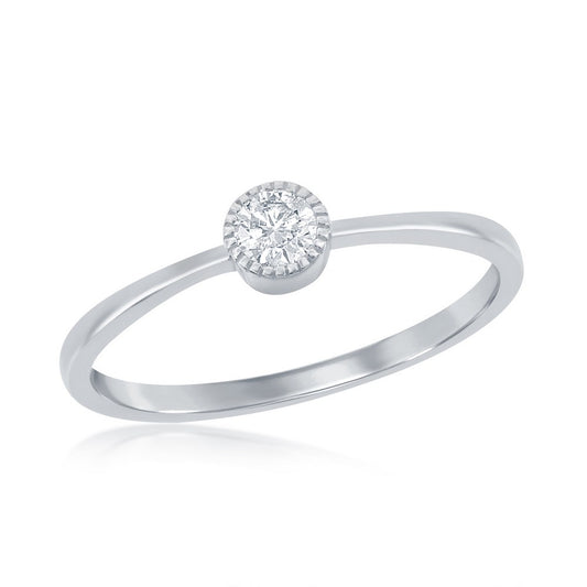 Sterling Silver Bezel-Set CZ Ring