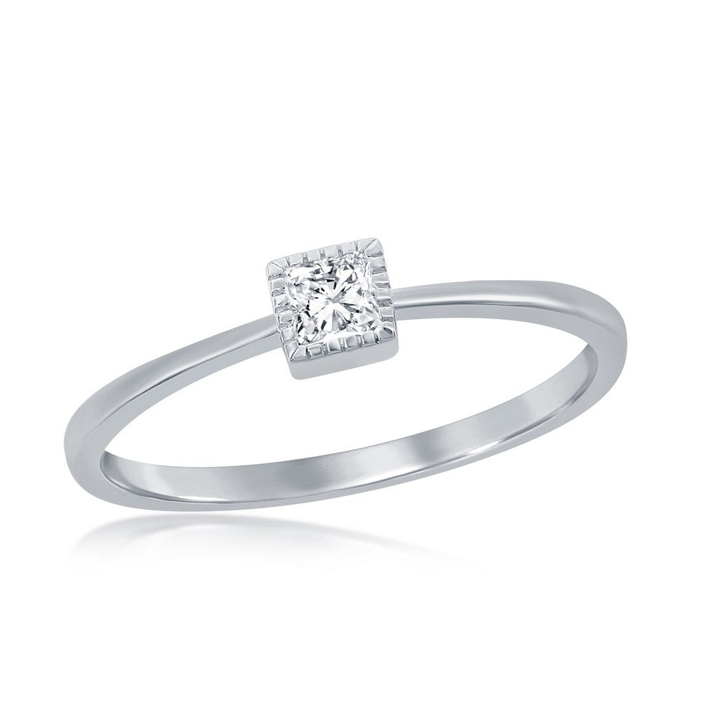 Sterling Silver Square CZ Ring