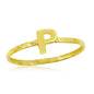 Sterling Silver 'P' Initial Hammered Band Ring - Gold Plated