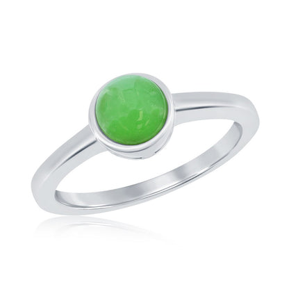 Sterling Silver 6MM Round Jade Solitaire Ring