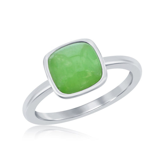 Sterling Silver 8mm Cushion Jade Ring