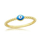 Sterling Silver Enamel Evil Eye Beaded Ring - Gold Plated