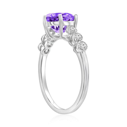 Sterling Silver, Amethyst & White Topaz Ring