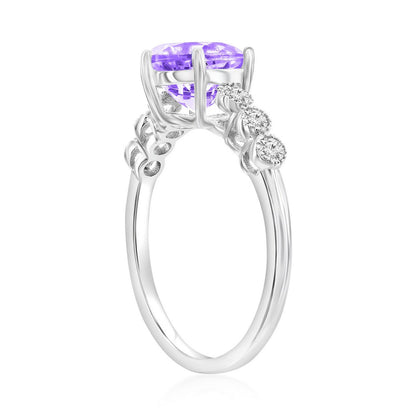 Sterling Silver, Pink Amethyst & White Topaz Ring