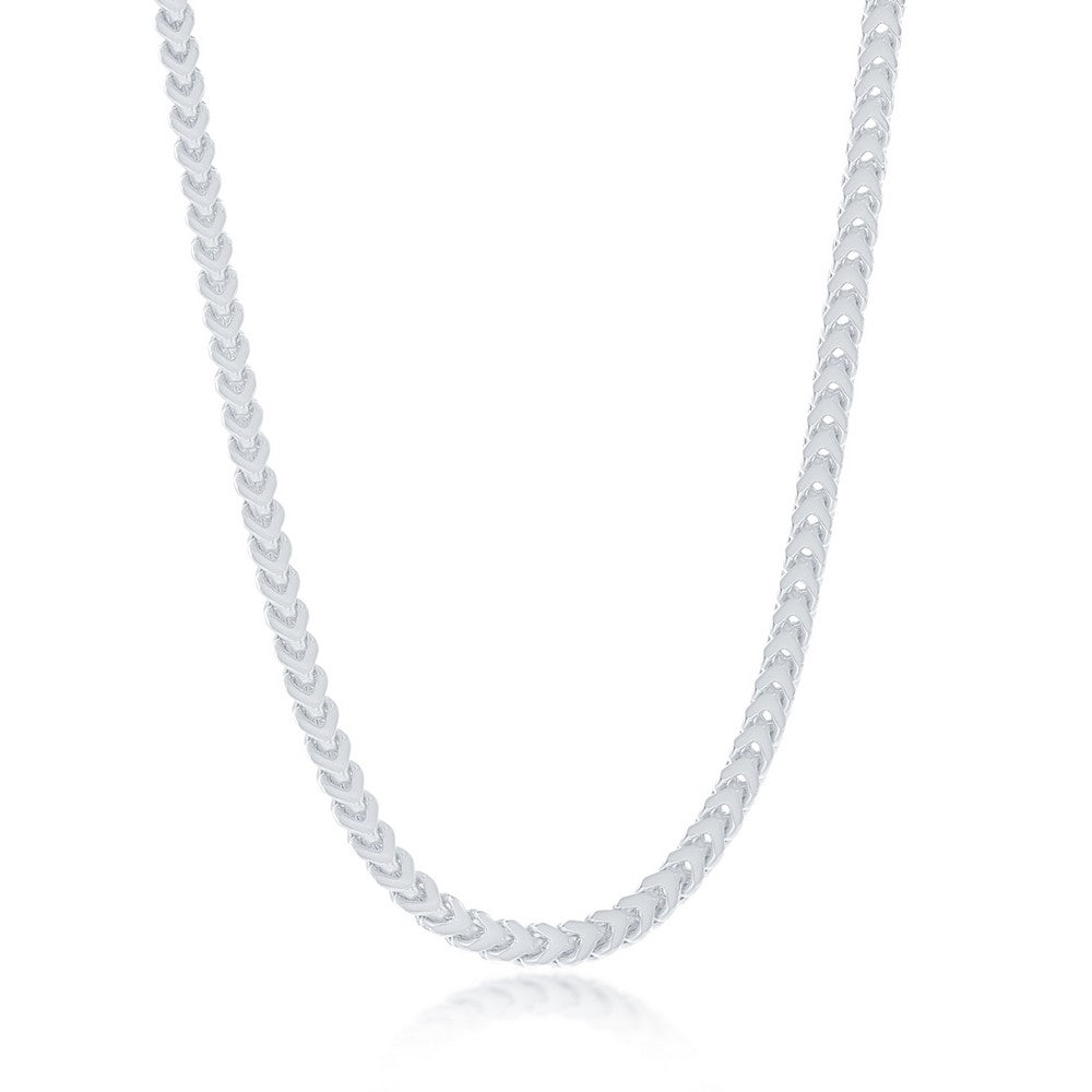 Sterling Silver 3mm Hollow Franco Chain - Rhodium Plated