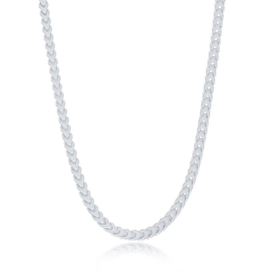 Sterling Silver 3mm Hollow Franco Chain - Rhodium Plated